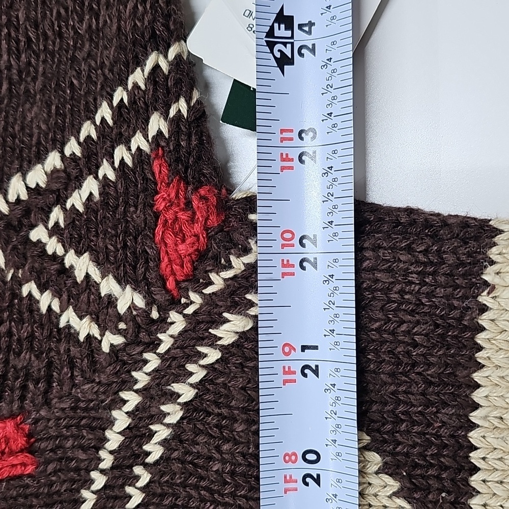 Vtg Lauren Ralph Lauren Brown Mock Neck Southwest Hand Knit Sweater Sz L, NEW - Picture 9 of 10